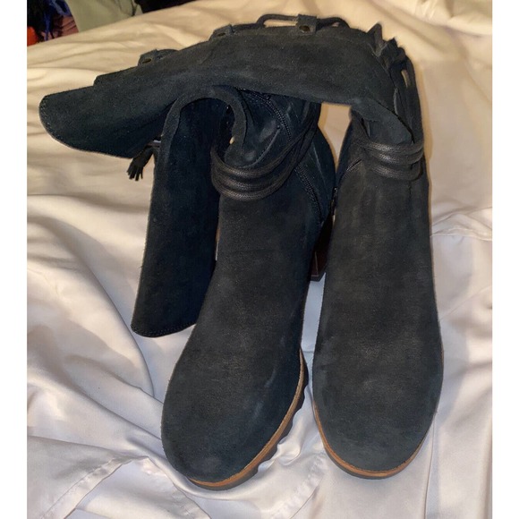 SOREL FARAH Tall BLACK WATERPROOF SUEDE LEATHER UPPER MID BOOT Women Size 9.5 - Picture 6 of 12